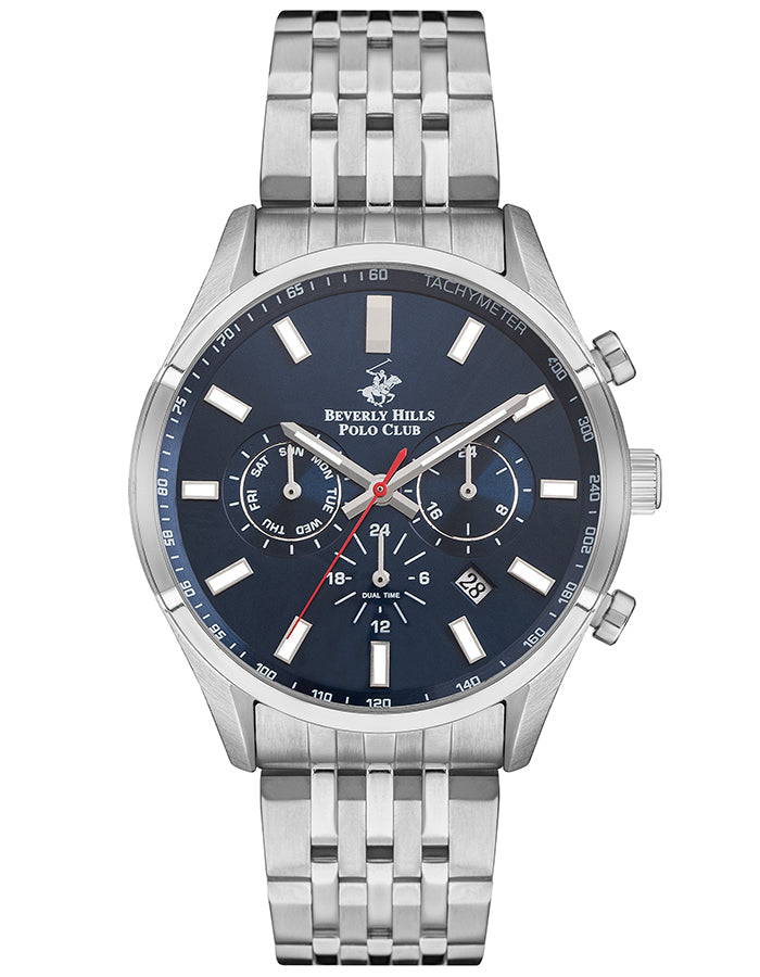 BEVERLY HILLS POLO CLUB Men's Multi Function Gun Blue Dial Watch - Premium from shopiqat - Just $45.00! Shop now at shopiqat